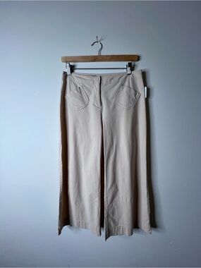 Wide Leg Casual Crop Pants in Beige